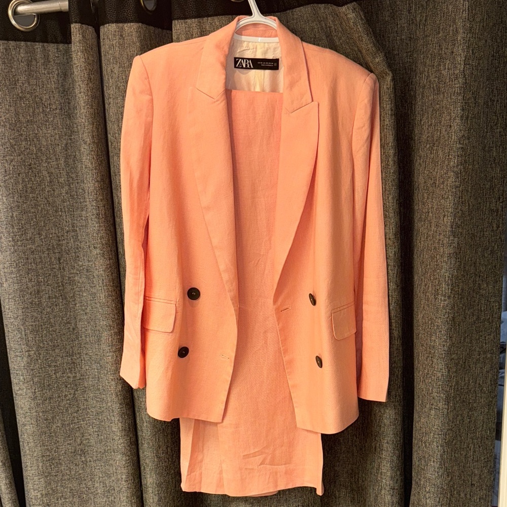 Zara Coral Blazer and Dress Ensemble